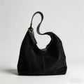 Vintage Suede Hobo Shoulder Bag: Black / One Size