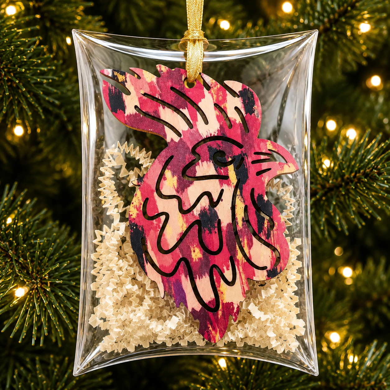 Multicolor Gamecock/Rooster Ornament