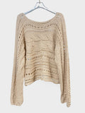 Crochet Cardigan Openwork Long Sleeve Crop Top Women N6A156: Apricot / S