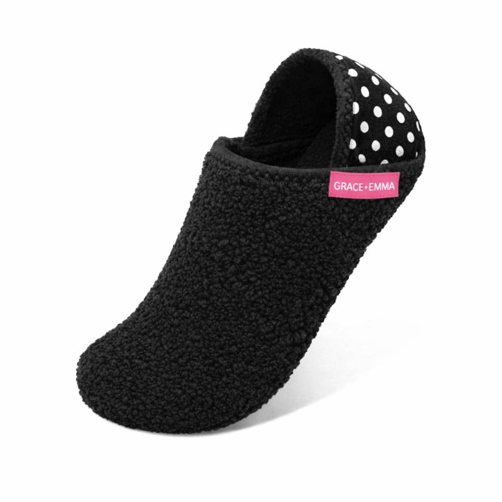 Cozy Slip Ons, Black Polka-Dot: Black / 6/7