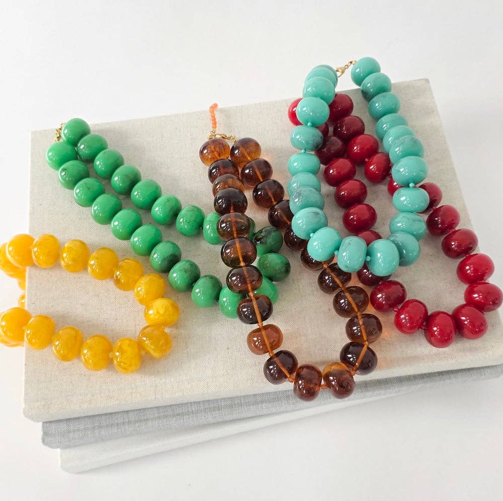 Bella Beaded Necklace - WATERPROOF: Amber