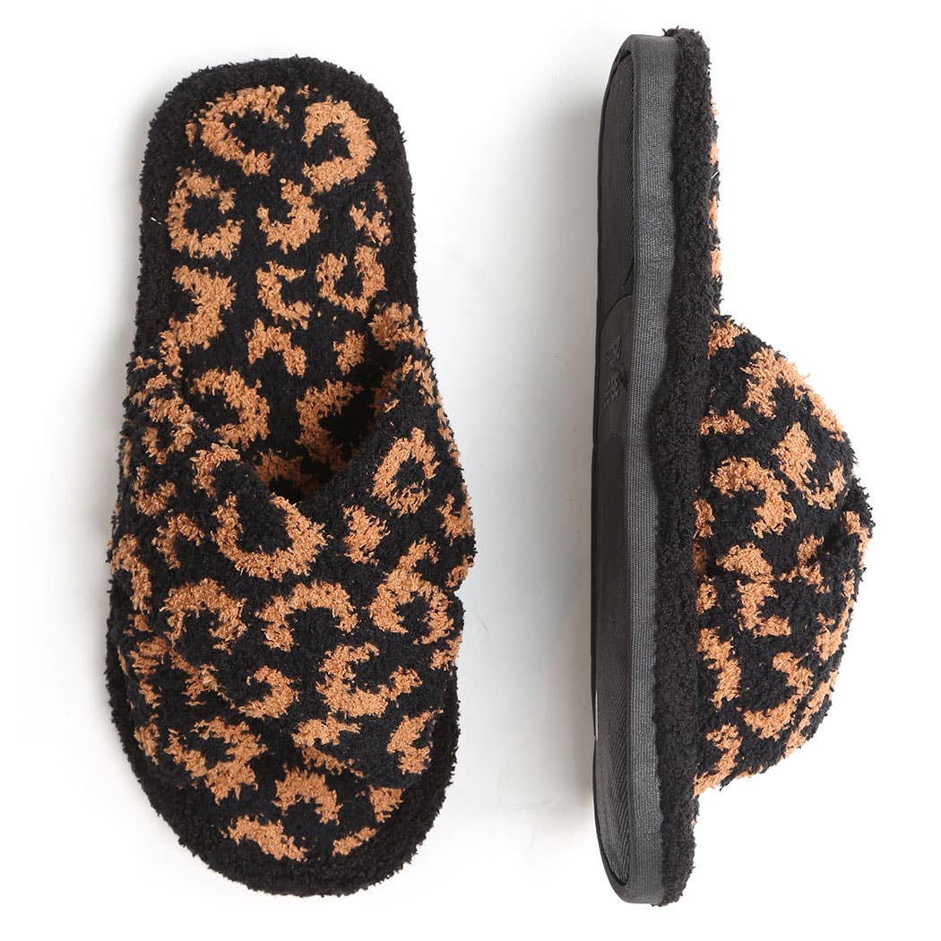 Luxury Soft Crossover Leopard Pattern Slipper: BEIGE / S/M