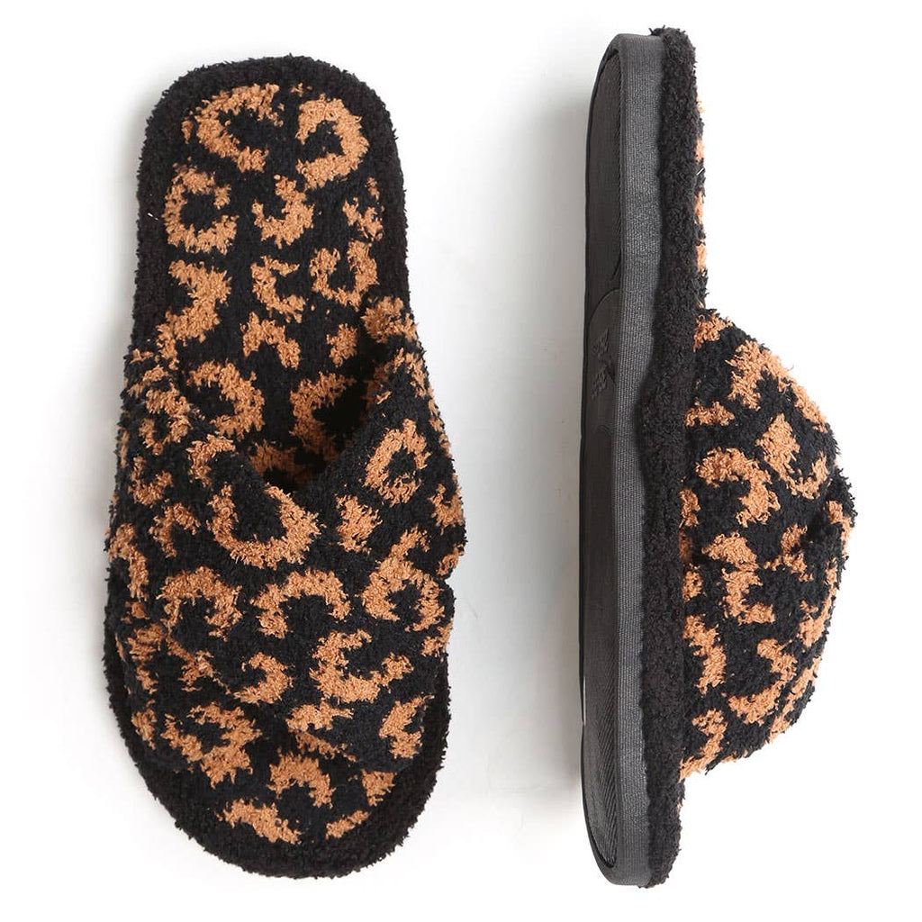 Luxury Soft Crossover Leopard Pattern Slipper: BEIGE / M/L