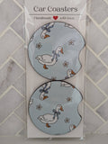 Silly Goose Car Coasters: Blue coquette