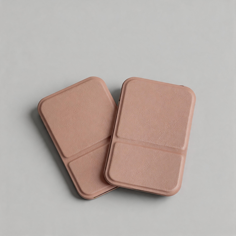 Faux PU Leather Pocket Mirror: Dusty Pink / One Size
