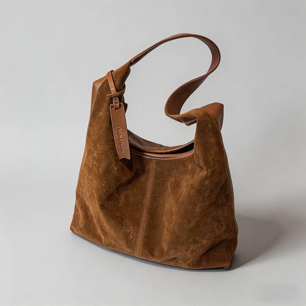 Vintage Suede Hobo Shoulder Bag: Chocolate / One Size