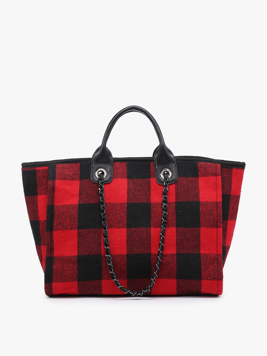 Kristina Satchel Bag – Chain Strap Style | M2044 : Red/Black