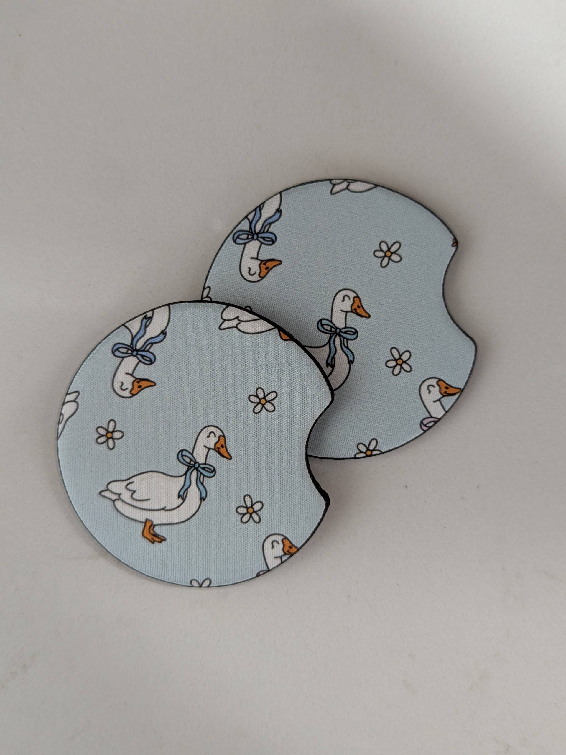 Silly Goose Car Coasters: Flower goose