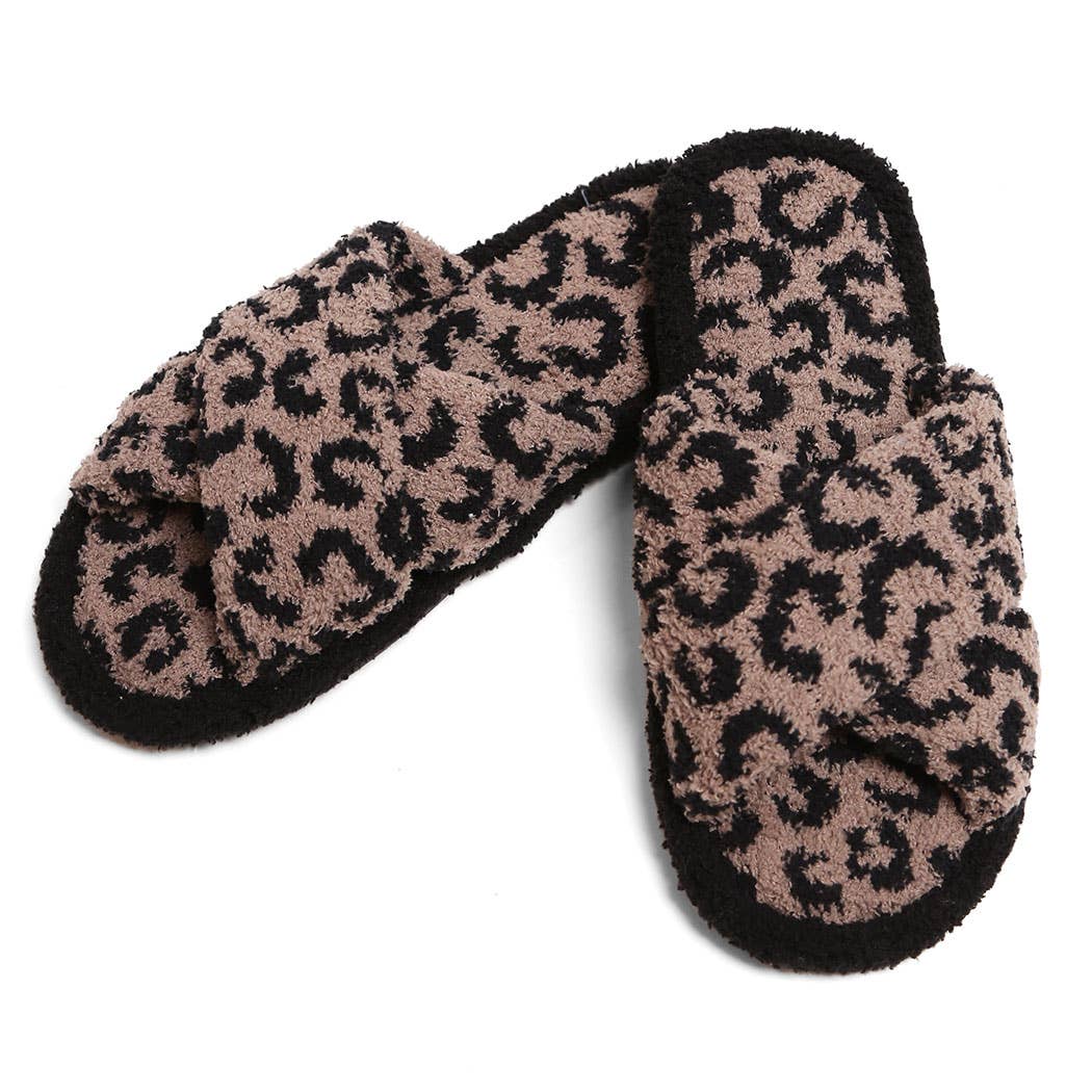 Luxury Soft Crossover Leopard Pattern Slipper: BEIGE / M/L