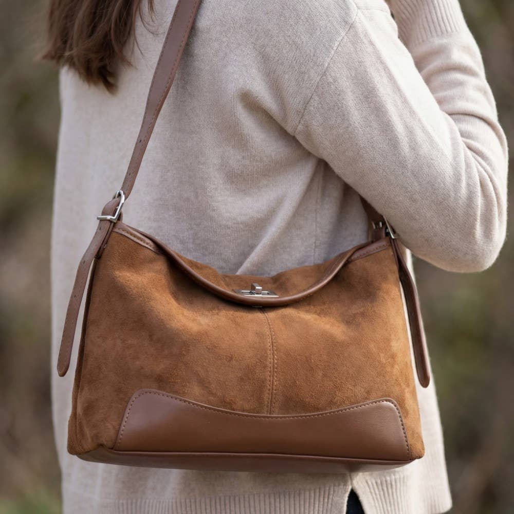 Rectangle Suede With Flap Crossbody Bag: LBR