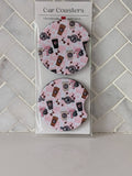 Brew Coffee Inspired Car Coasters : Pink