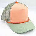 Peach, Sage Green & Orange Colorblock Mesh Trucker Hat
