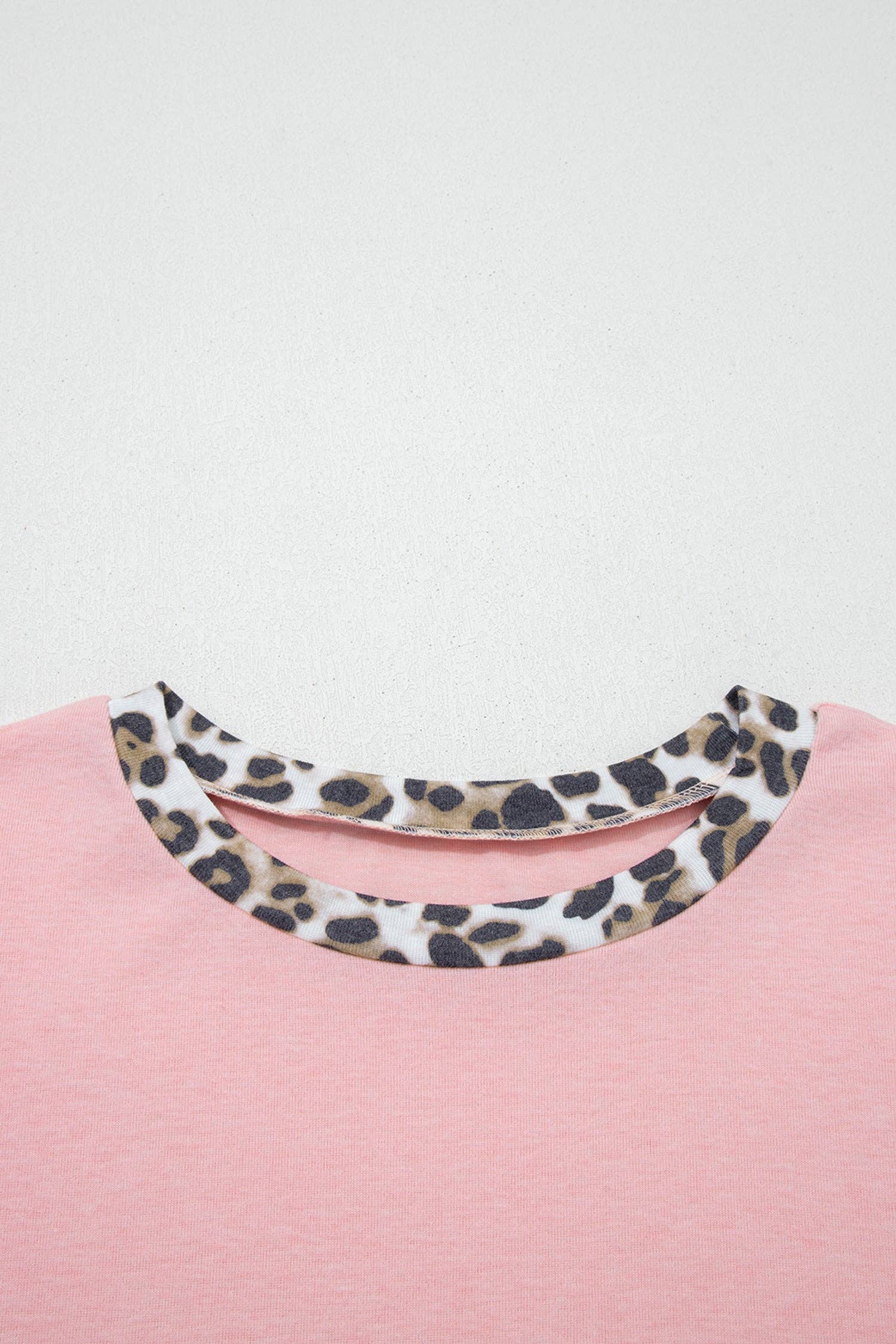 Color Block Leopard Dolman Sleeve High Low Baggy Sweatshirt: Light Pink / 75%Polyester+20%Viscose+5%Elastane / L