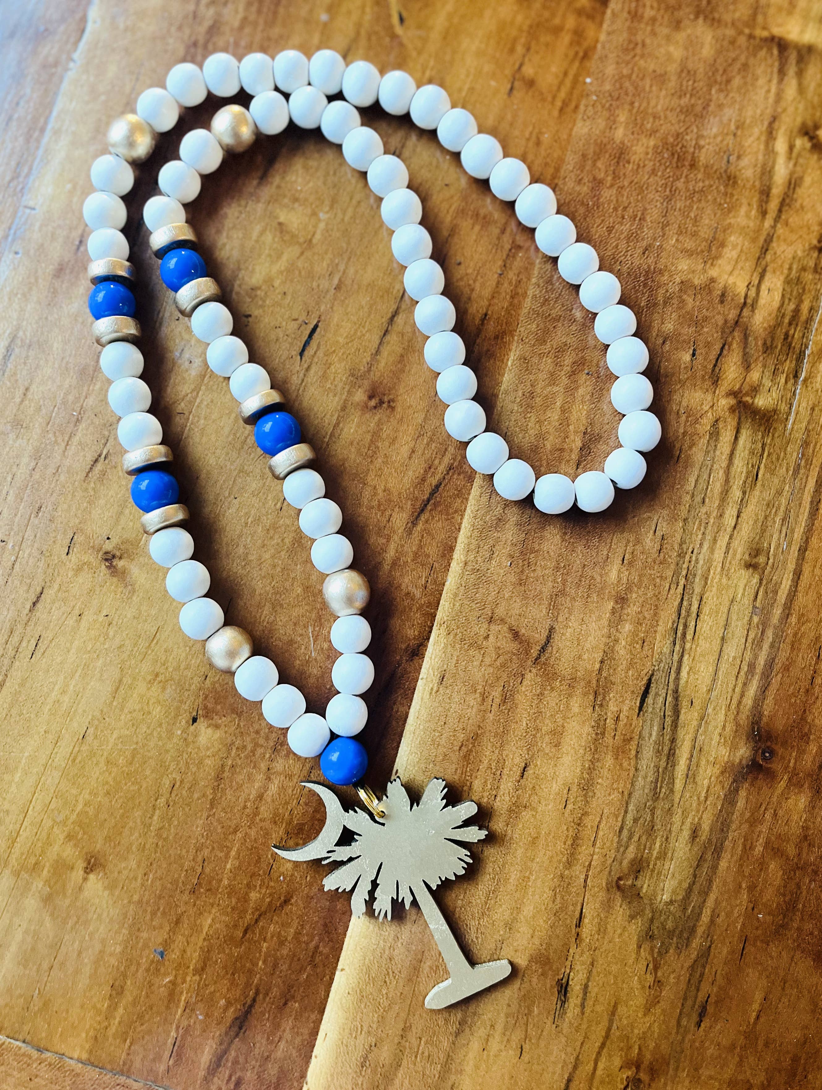 Beaded South Carolina Palmetto Tree Necklace