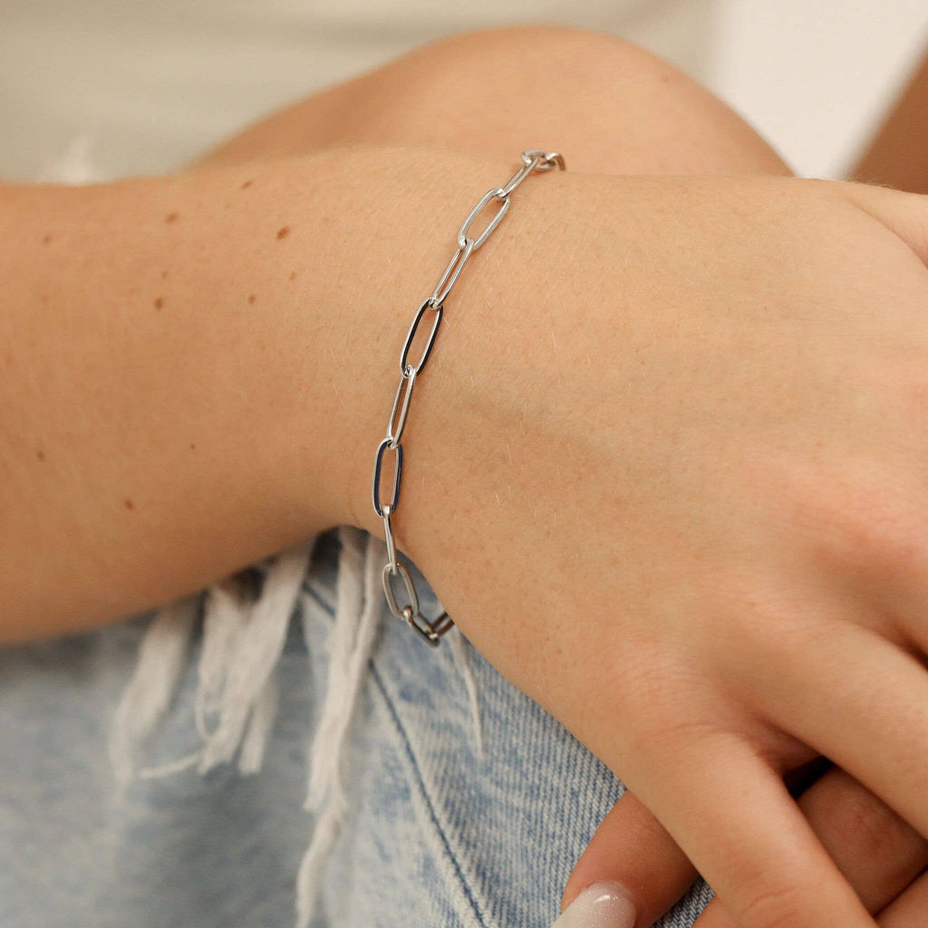 Stainless Steel Paperclip Chain Bracelet: Stainless / 7"