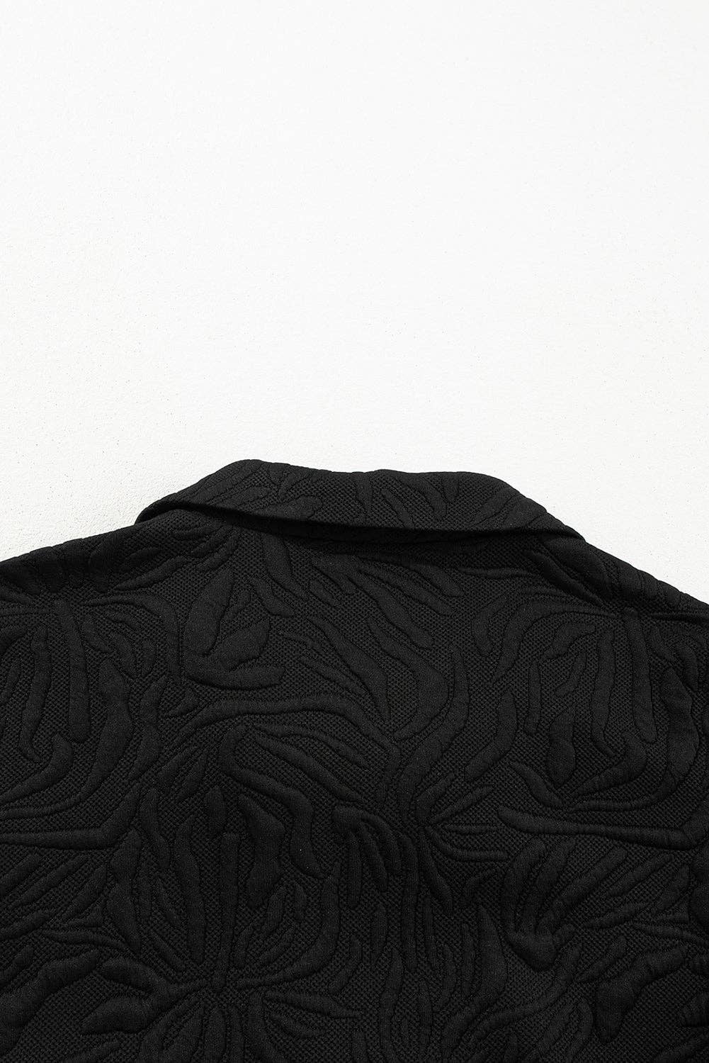 Jacquard Textured Quarter Zipper Shift Mini Dress: Black / 97%Polyester+3%Elastane / S