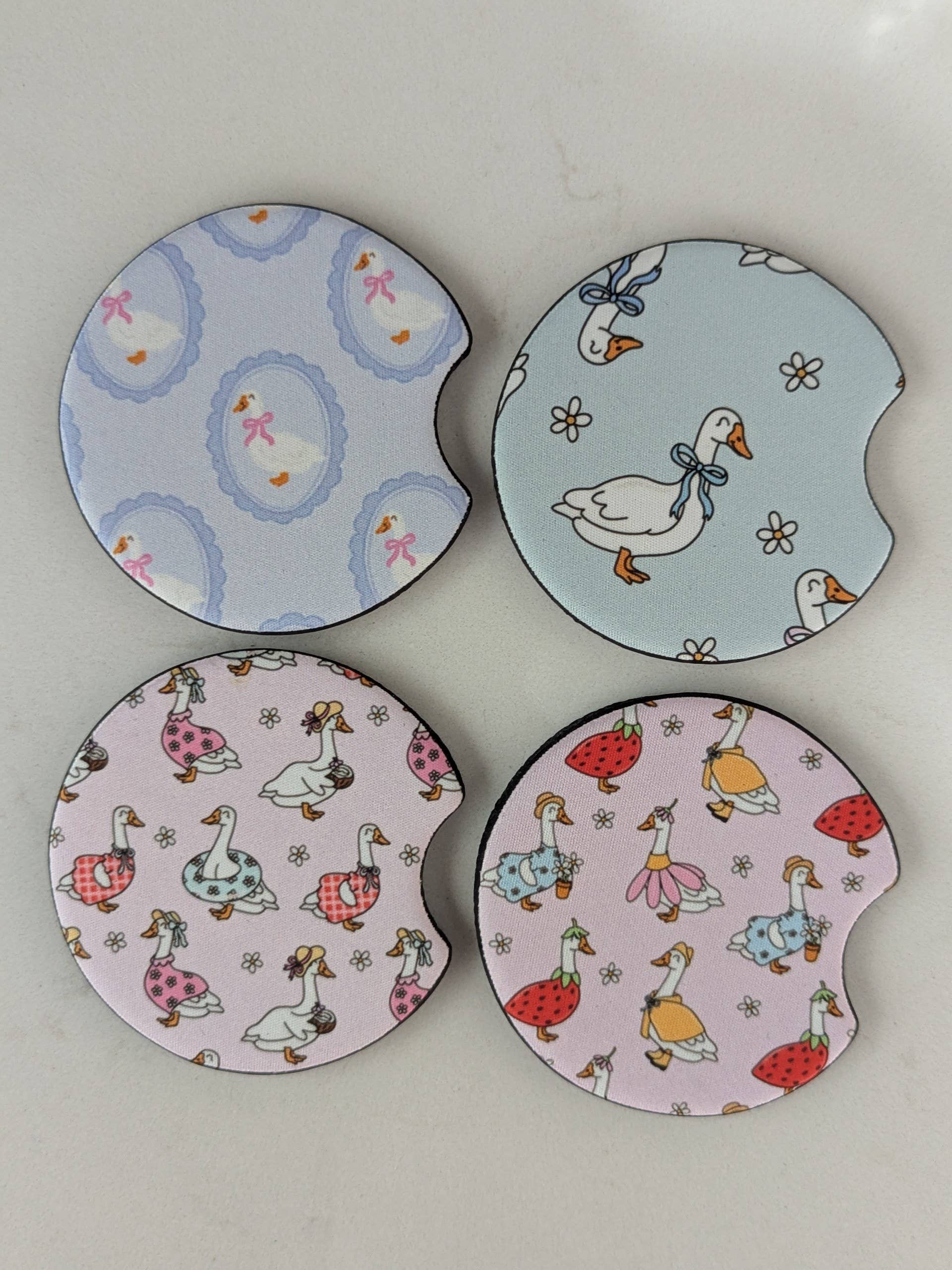 Silly Goose Car Coasters: Flower goose