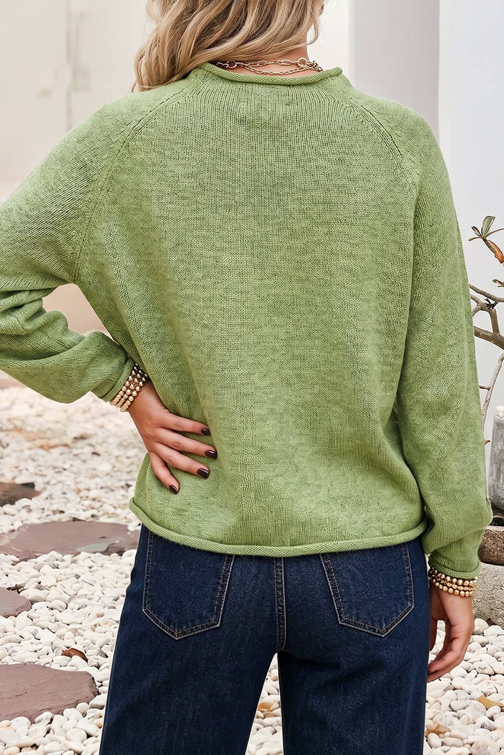 LDC Marine Fish Pattern Raw Edge Loose Sweater Cardigan|S-4X: Meadow Mist Green / S