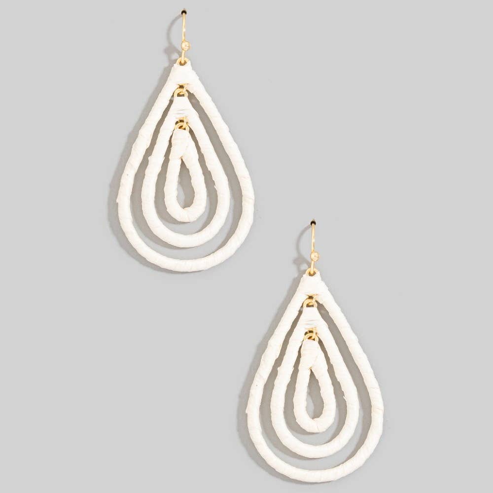 Raffia Wrapped Layered Teardrop Earrings: BK