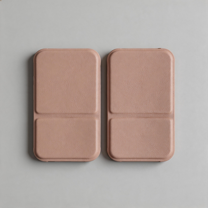 Faux PU Leather Pocket Mirror: Dusty Pink / One Size