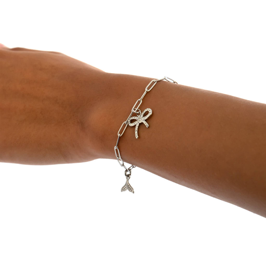 Stainless Steel Paperclip Chain Bracelet: Stainless / 7"