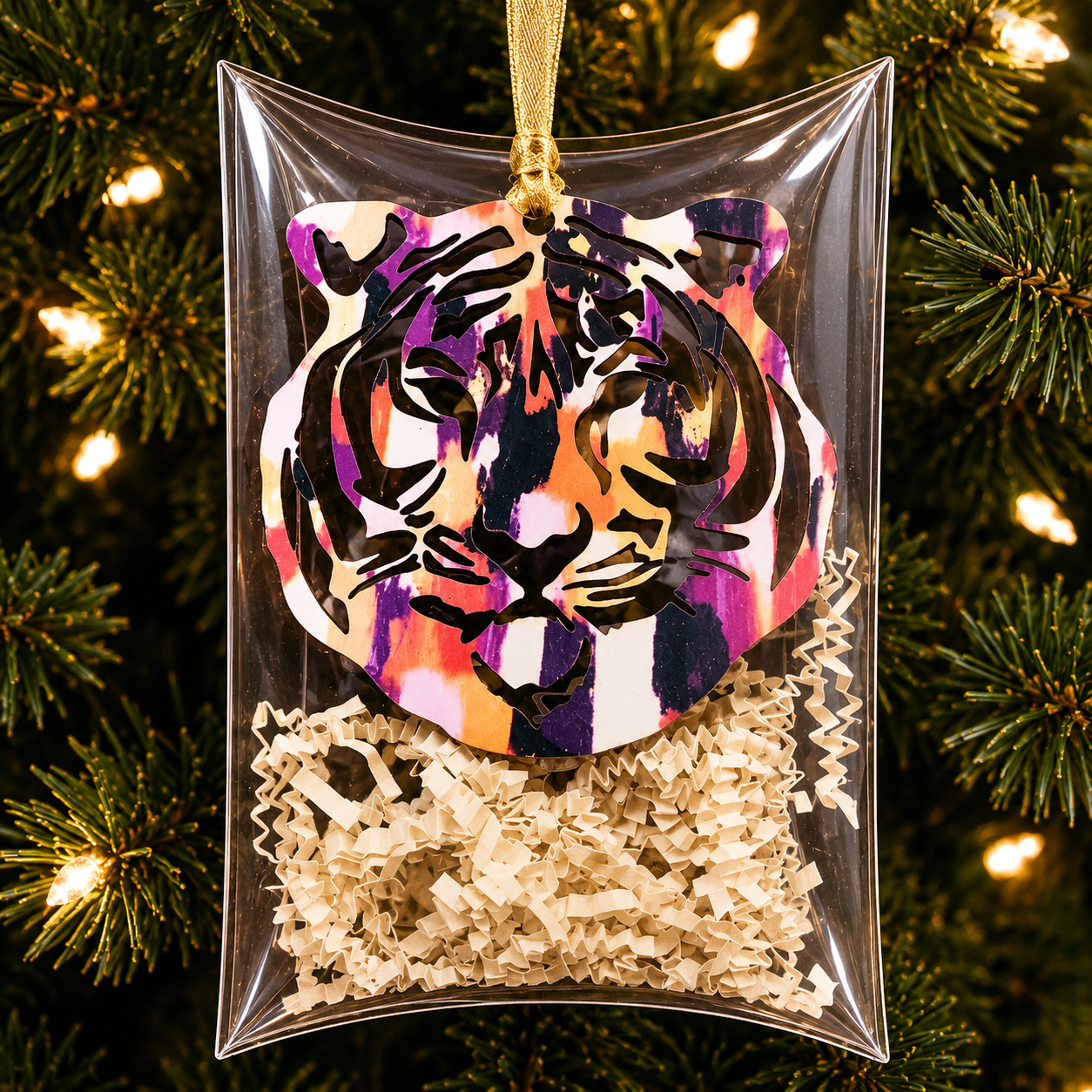 Purple and Orange Clemson Ornament