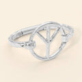 Worn Metal Peace Symbol Bangle Bracelet: Worn Silver