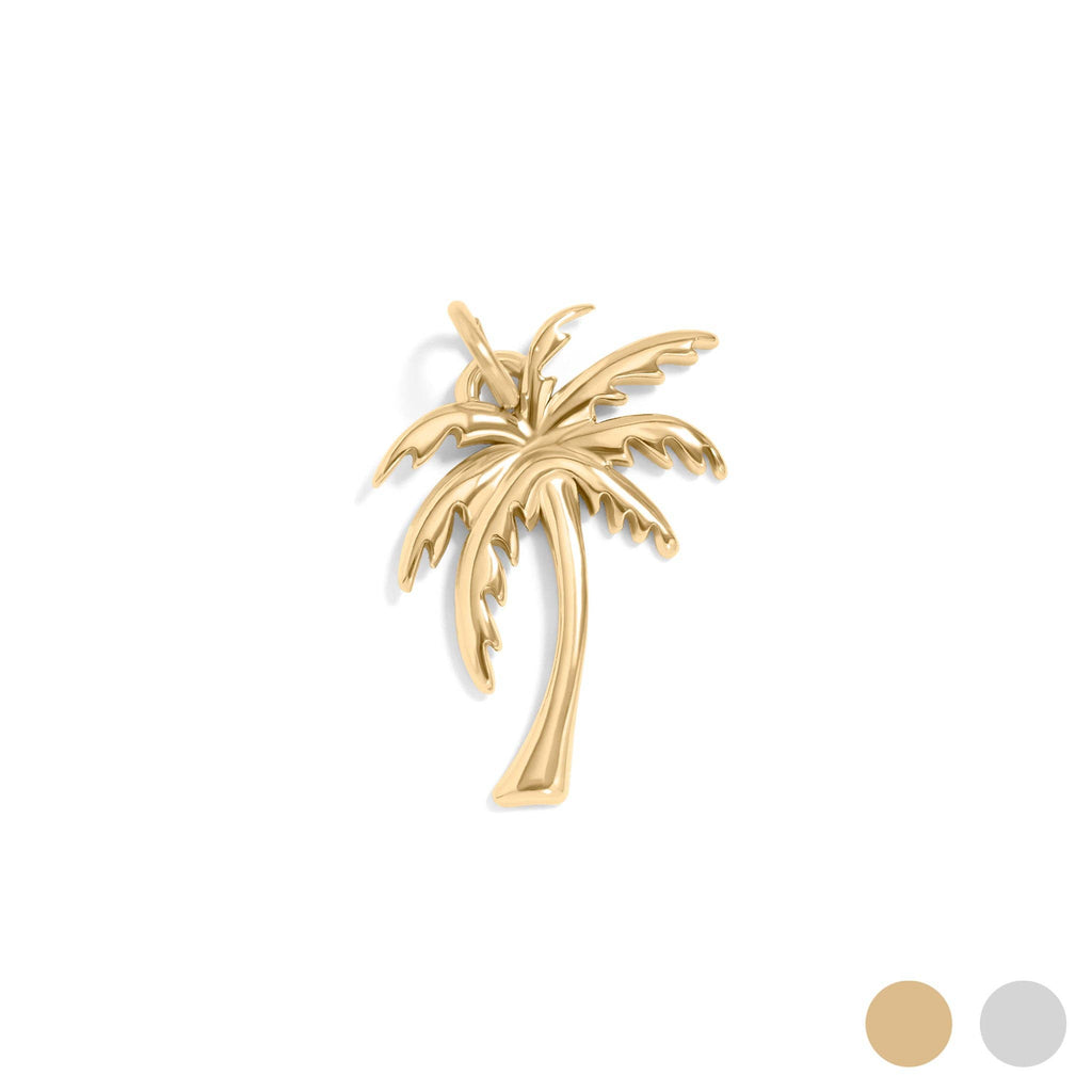 18K Gold PVD Stainless Steel Palm Tree Charm: Gold