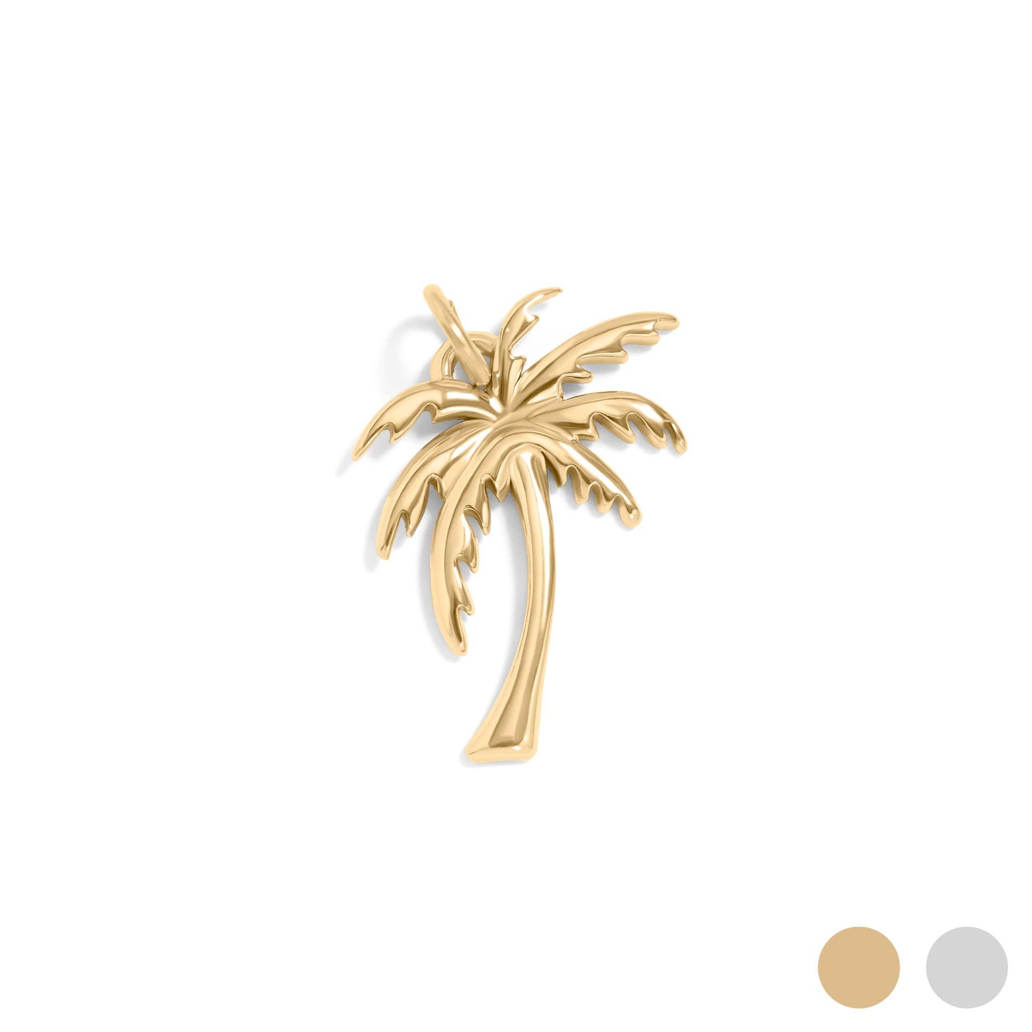 18K Gold PVD Stainless Steel Palm Tree Charm: Gold