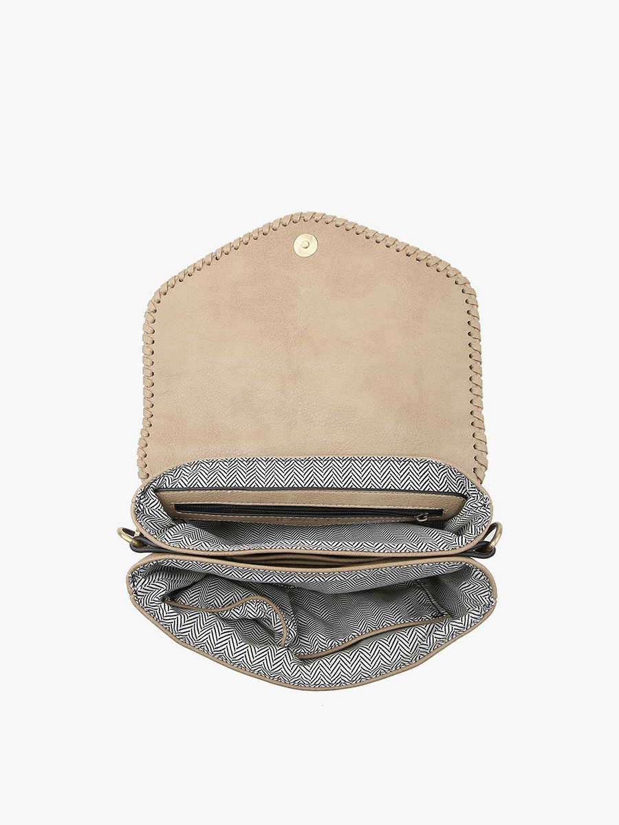 Sloane Flapover Crossbody w/ Whipstitch and Tassel | M1802A : Powder Blue