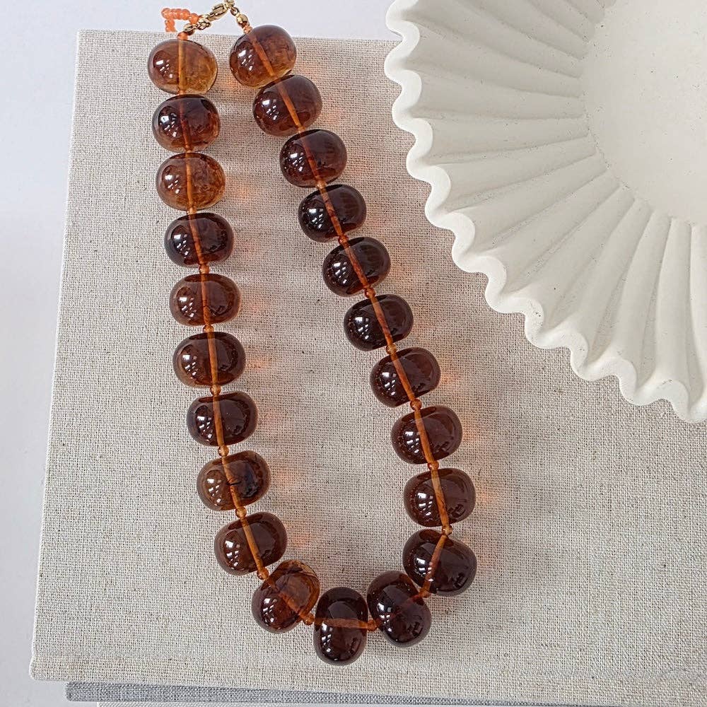Bella Beaded Necklace - WATERPROOF: Red