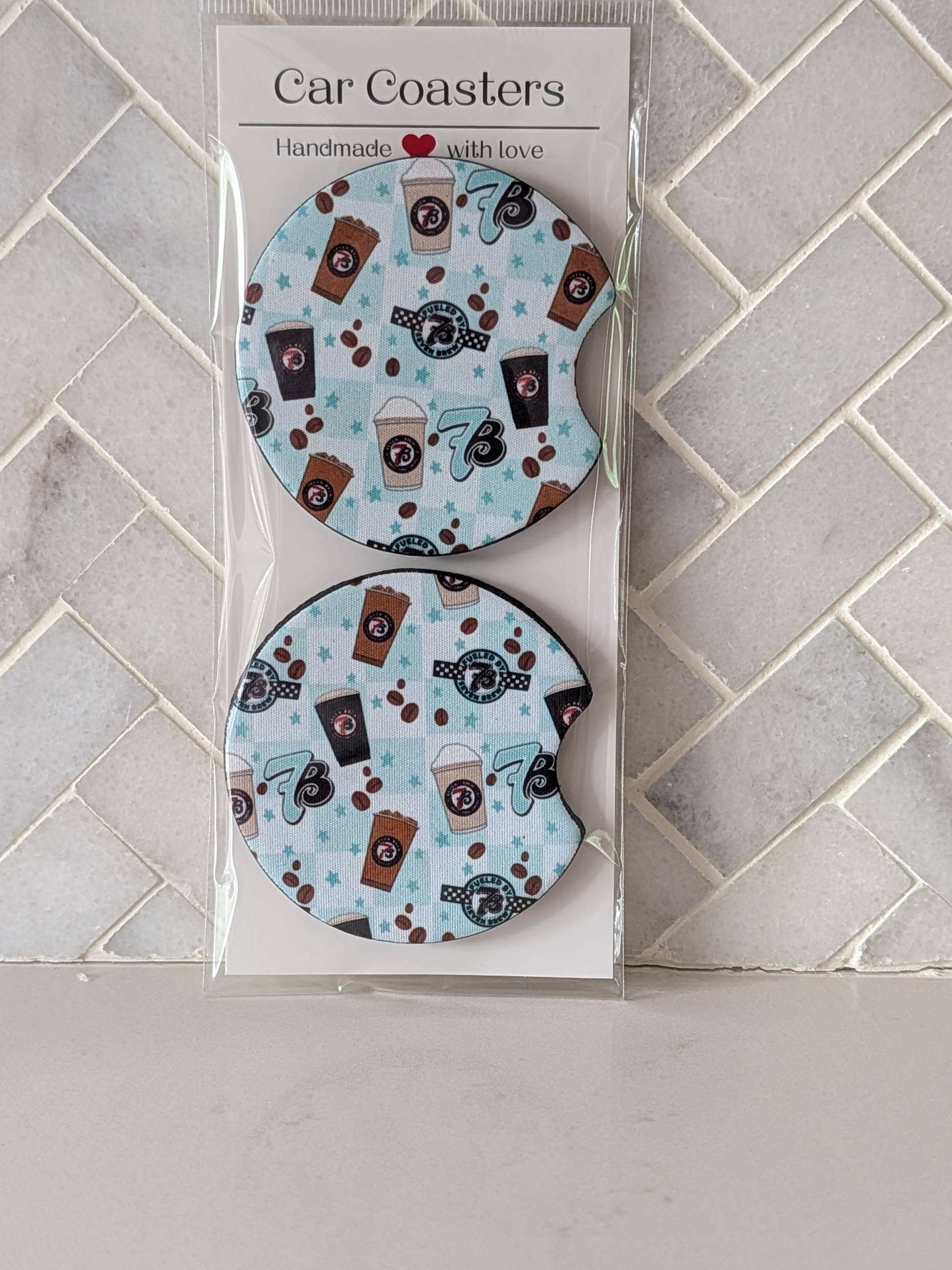 Brew Coffee Inspired Car Coasters : Pink