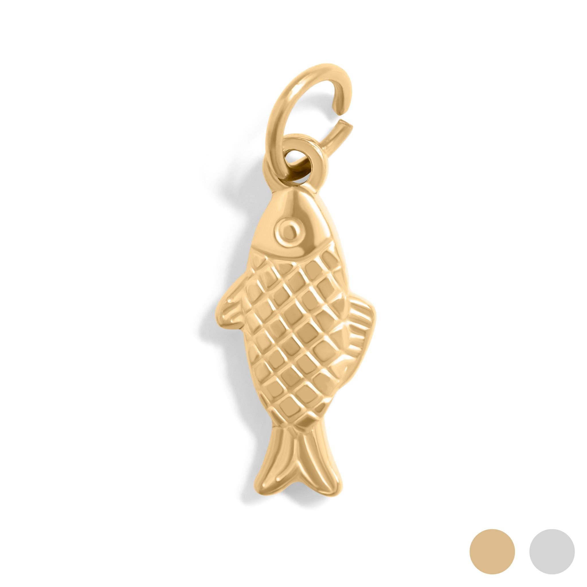18K Gold PVD Stainless Steel Fish Charm: Stainless