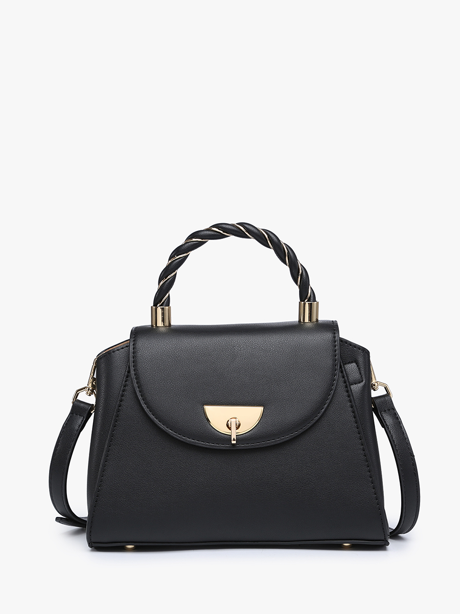 Clarke Twist Lock Small Satchel –Braided Handle Bag | EH2252: Brown