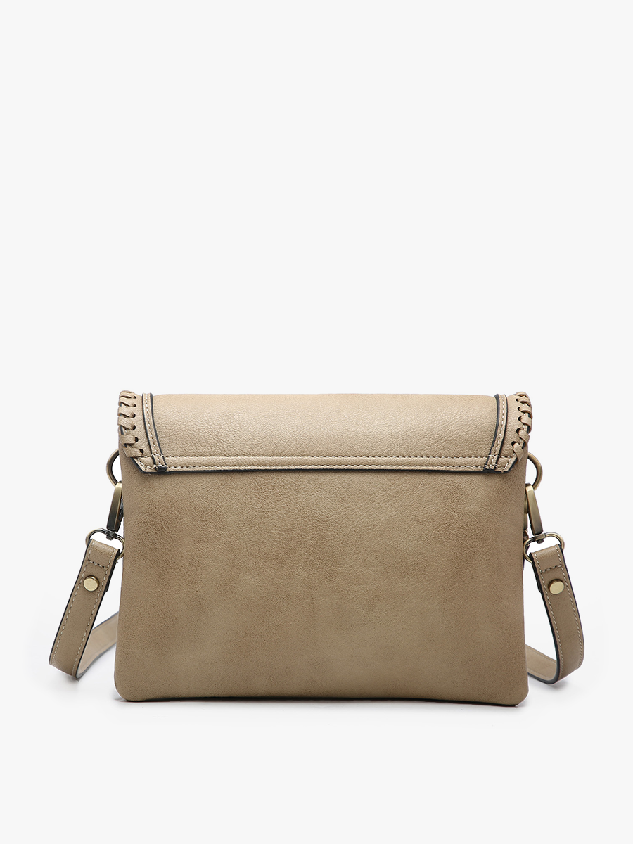 Sloane Flapover Crossbody w/ Whipstitch and Tassel | M1802A : Powder Blue