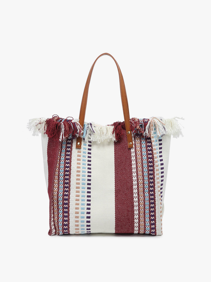 Madison Handwoven Striped Tote | M2091STRP : Boho-Rust