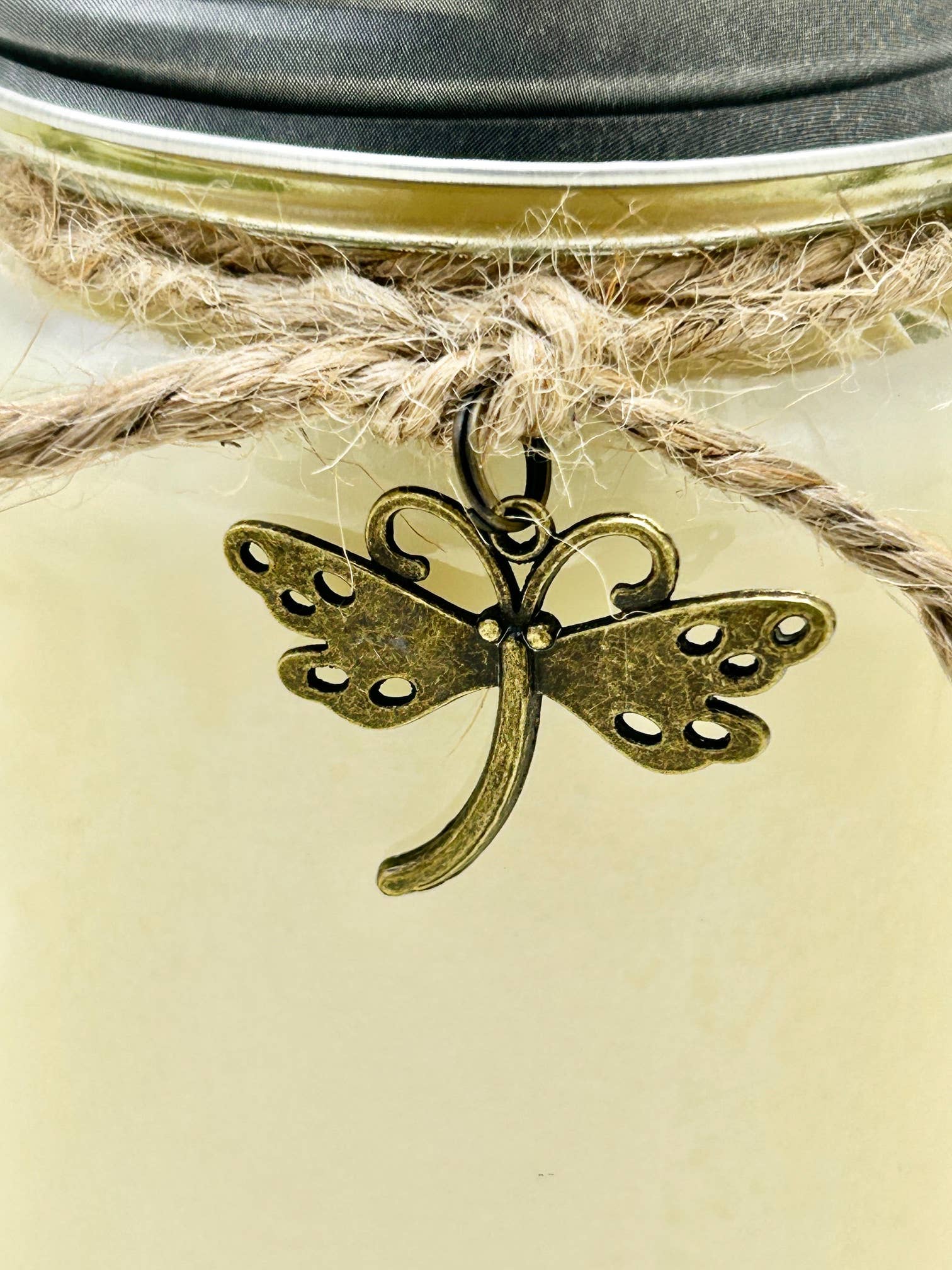 Mason Jar Candle with Dragonfly Charm: Sweetness & Grace