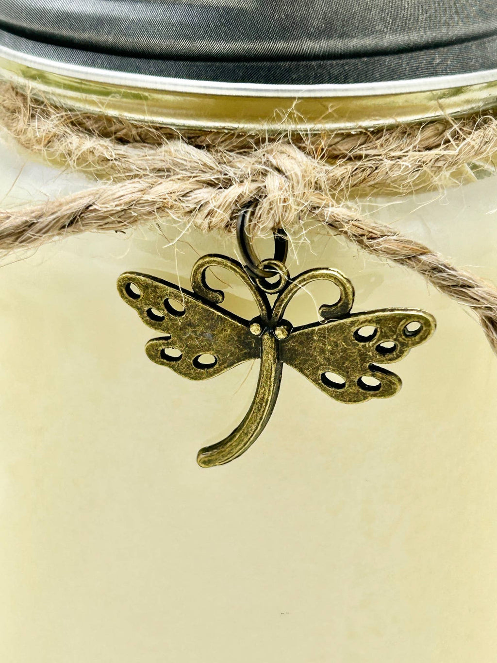Mason Jar Candle with Dragonfly Charm: Spa Bliss
