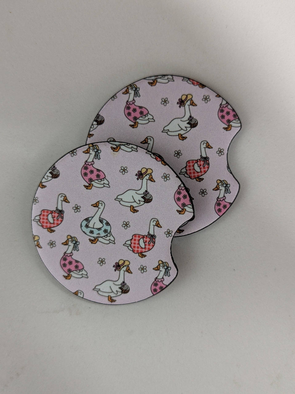 Silly Goose Car Coasters: Blue coquette