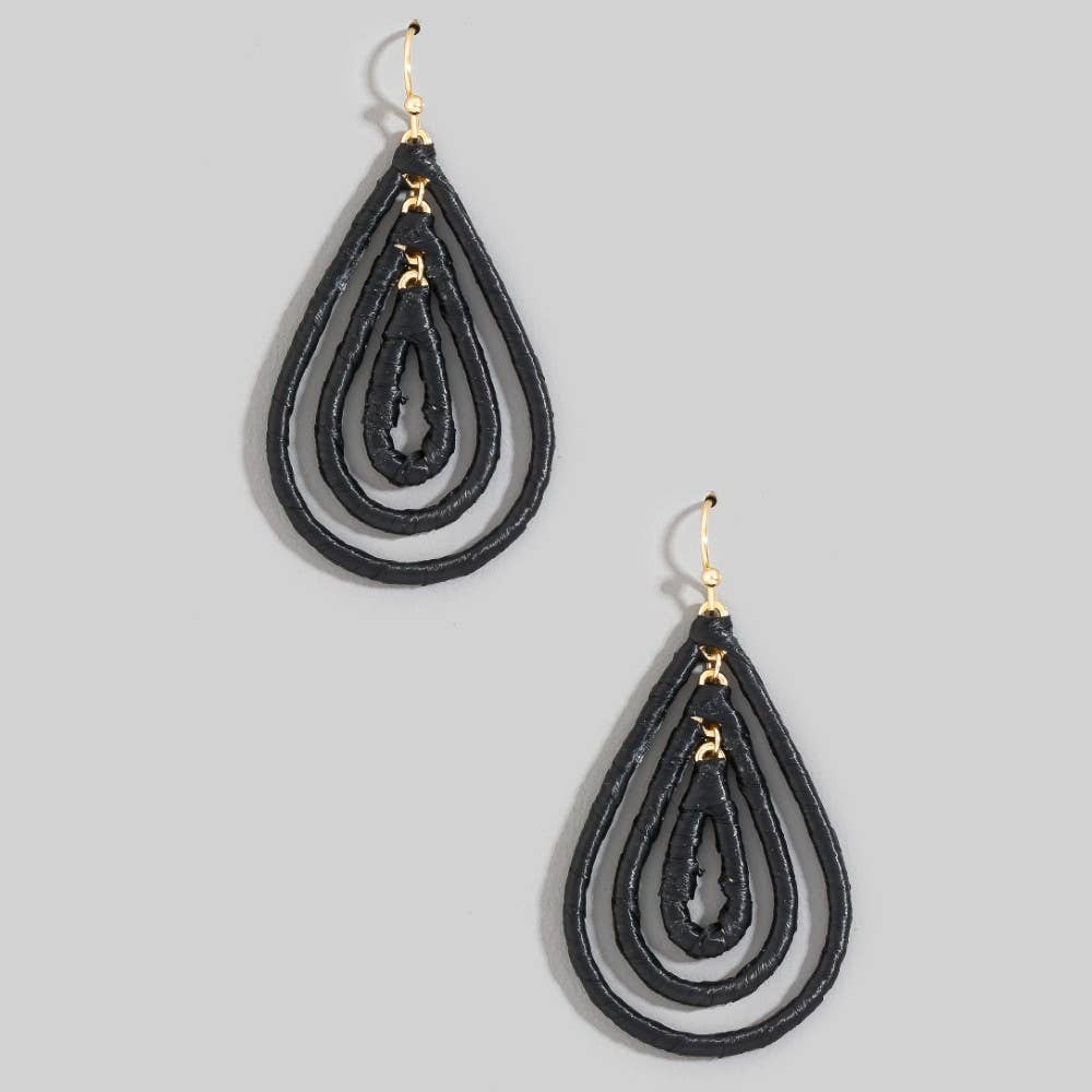 Raffia Wrapped Layered Teardrop Earrings: LBR