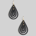 Raffia Wrapped Layered Teardrop Earrings: BK