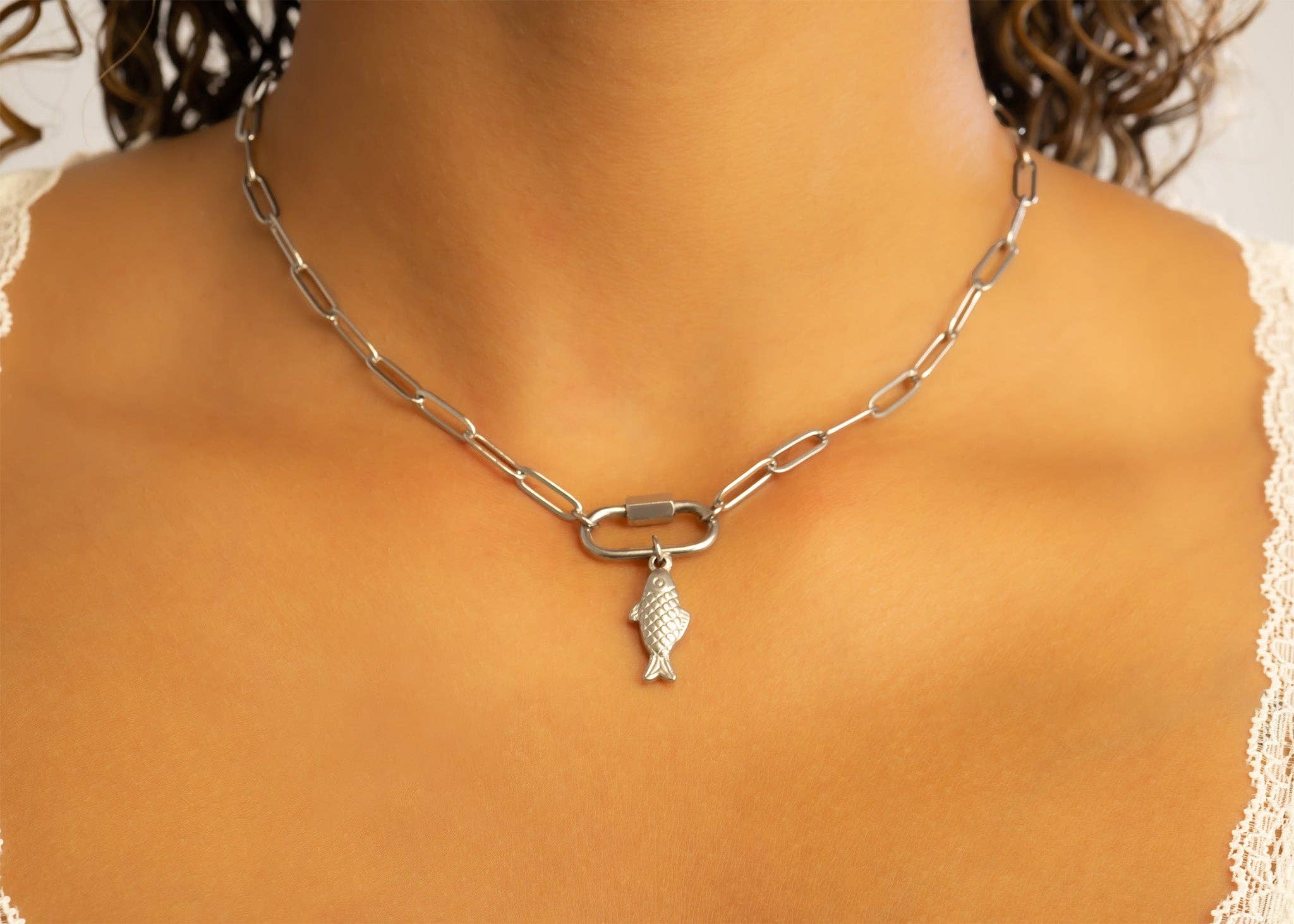 18K Gold PVD Stainless Steel Fish Charm: Gold