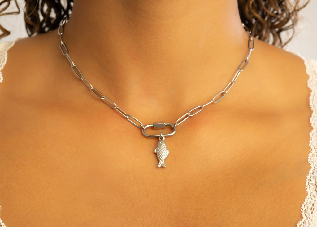 18K Gold PVD Stainless Steel Fish Charm: Stainless