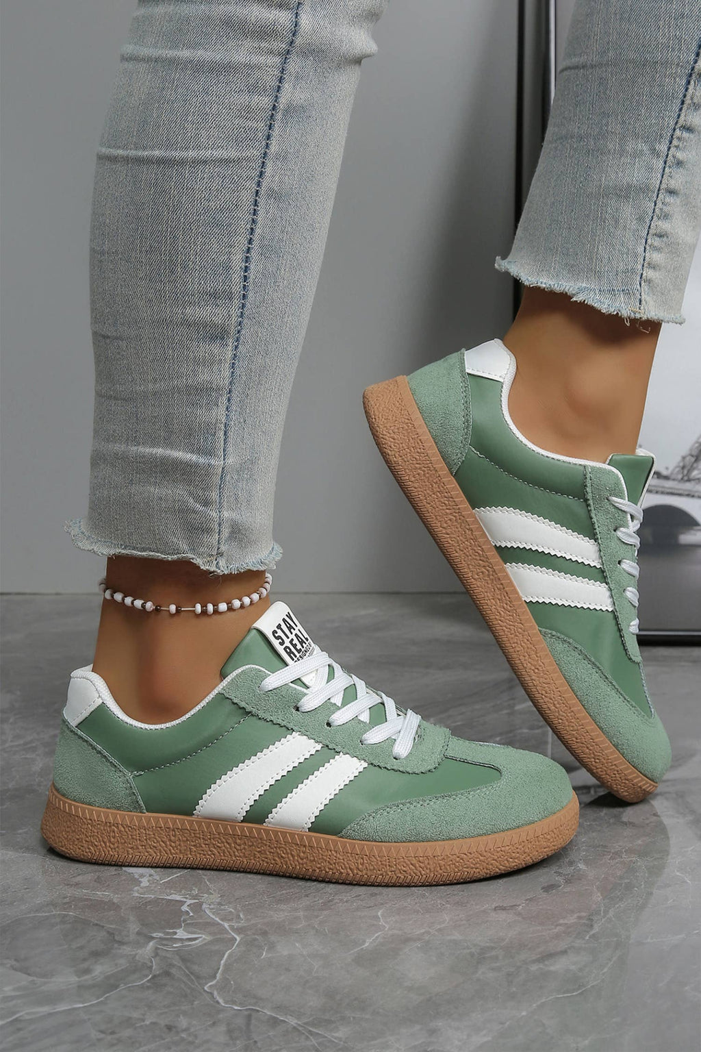 Varsity Color Block Patchwork PU Leather Lace Up Shoes: Ashleigh Blue / 10(42)