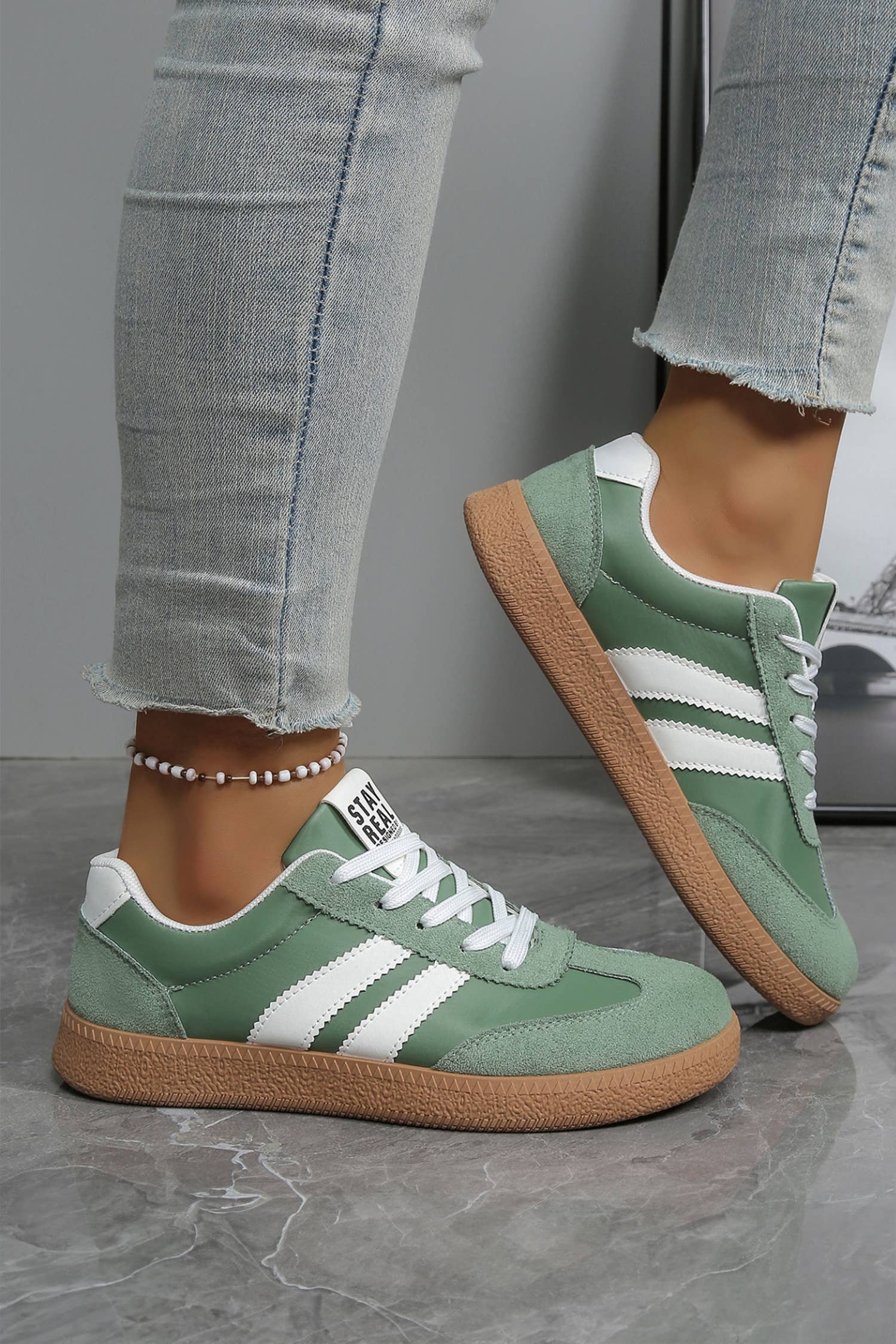 Varsity Color Block Patchwork PU Leather Lace Up Shoes: Ashleigh Blue / 10(42)