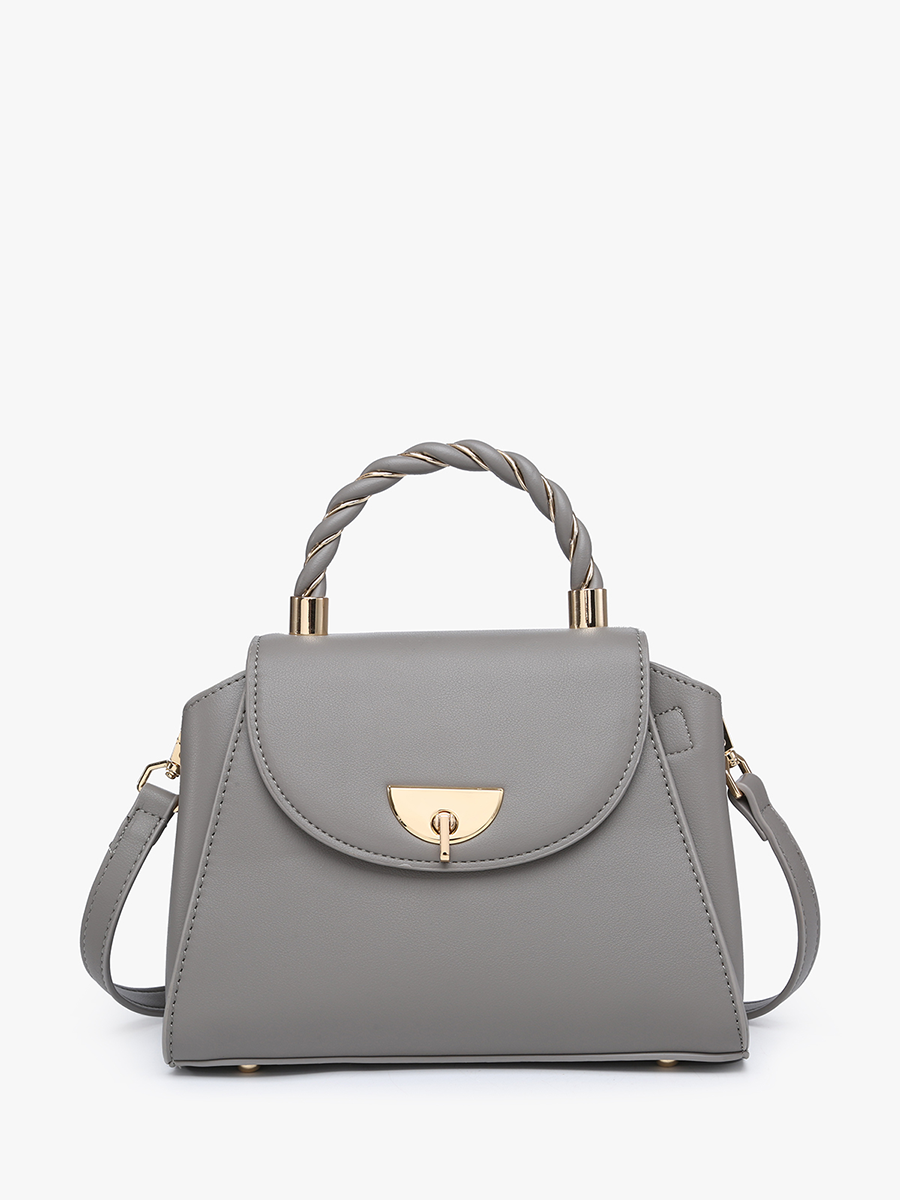 Clarke Twist Lock Small Satchel –Braided Handle Bag | EH2252: Brown