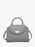 Clarke Twist Lock Small Satchel –Braided Handle Bag | EH2252: Grey