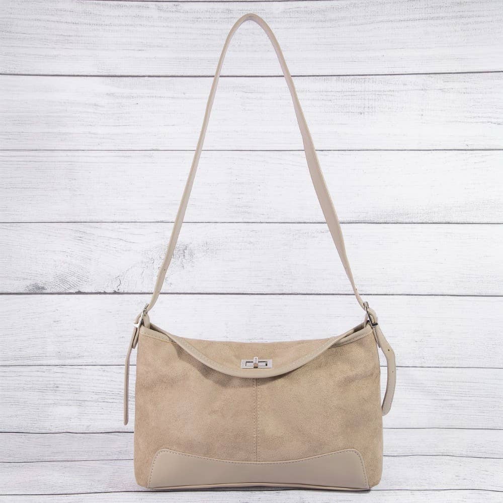 Rectangle Suede With Flap Crossbody Bag: LBR