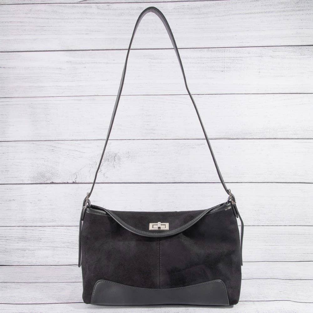 Rectangle Suede With Flap Crossbody Bag: LBR