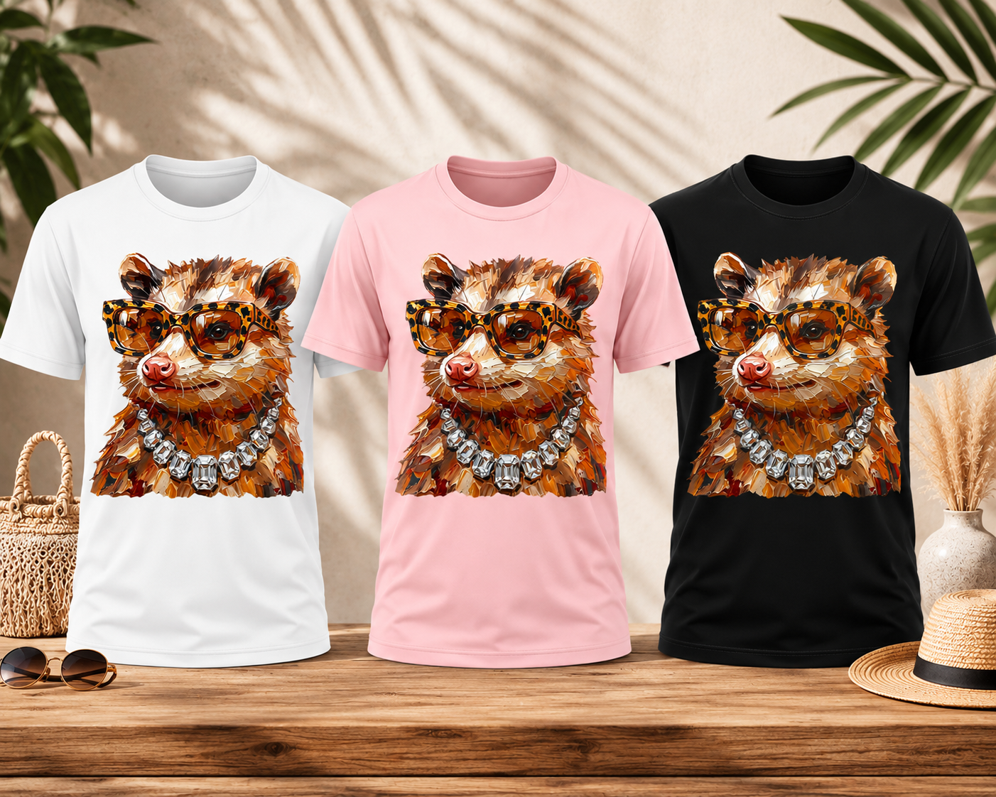 Possum wearing diamonds
